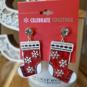 3/$30 Christmas Socks Drop Earrings